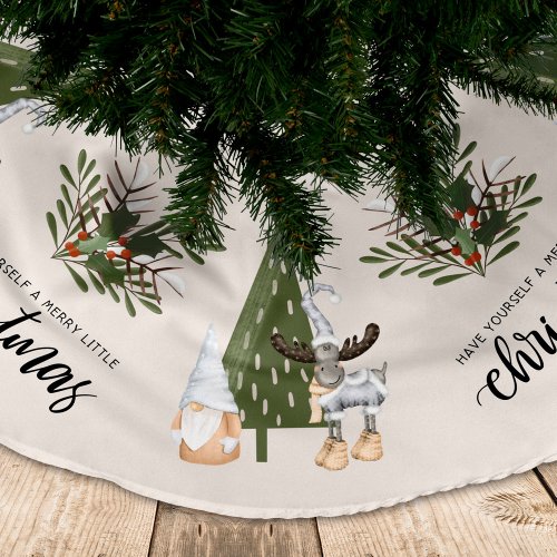 Cute nordic gnome Christmas  Brushed Polyester Tree Skirt