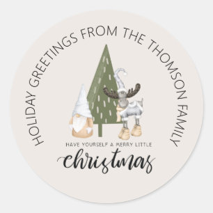 Cute nordic gnome Christmas personalized Classic Round Sticker