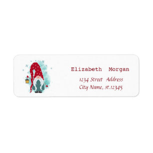 Cute Nordic Gnome Merry Christmas Label