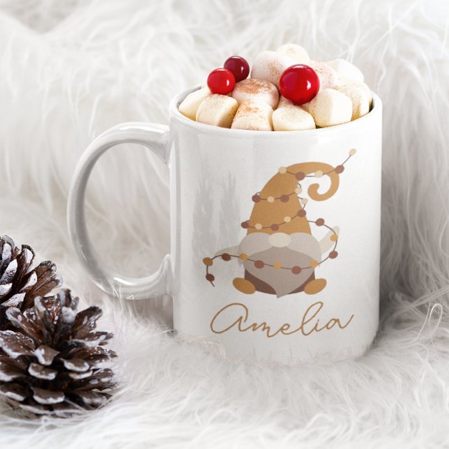Cute Nordic Gnome Personalized Christmas  Coffee Mug (Creator Uploaded)