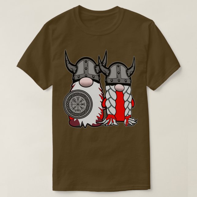Cute Nordic Gnome Viking Tomte Couple Scandinavian T-Shirt (Design Front)