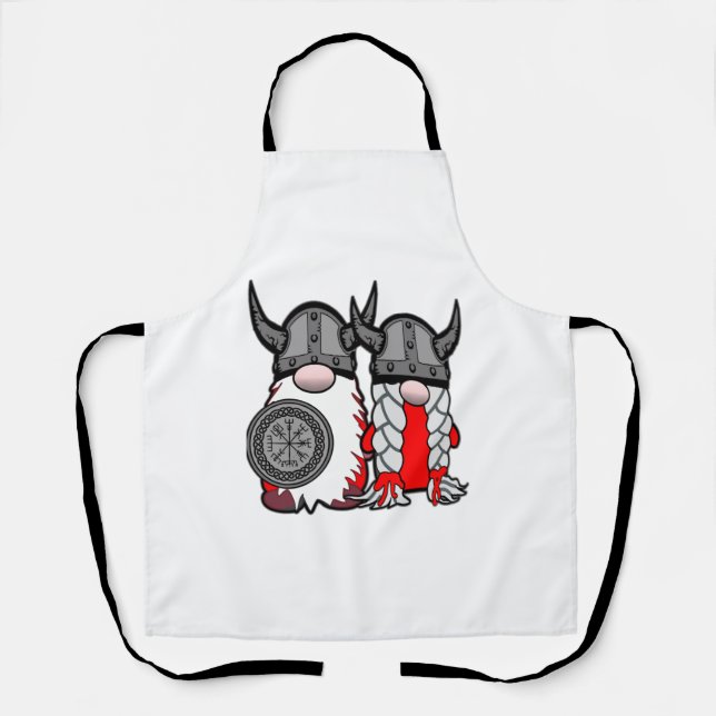 Cute Nordic Gnomes Viking Tomte Couple Scandinavia Apron (Front)