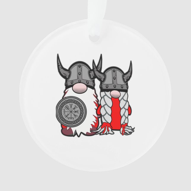 Cute Nordic Gnomes Viking Tomte Couple Scandinavia Ornament (Front)