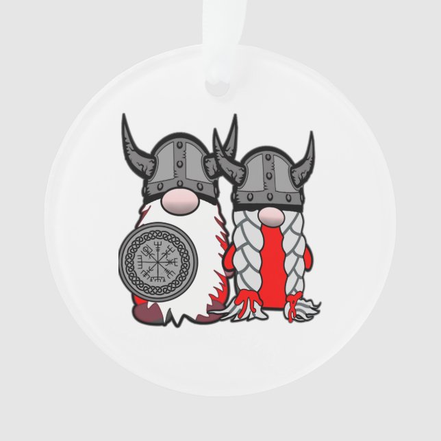 Cute Nordic Gnomes Viking Tomte Couple Scandinavia Ornament (Front)