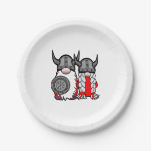 Cute Nordic Gnomes Viking Tomte Couple Scandinavia Paper Plates
