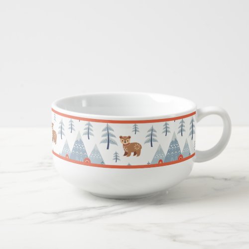 Cute Nordic Holiday Bear Pattern Soup Mug