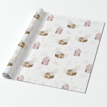 Cute Nordic Scandi Houses Hygee Wrapping Paper by blush_printables at Zazzle