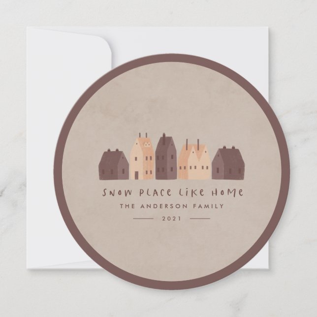 cute nordic scandi modern natural house Christmas Announcement (Front)