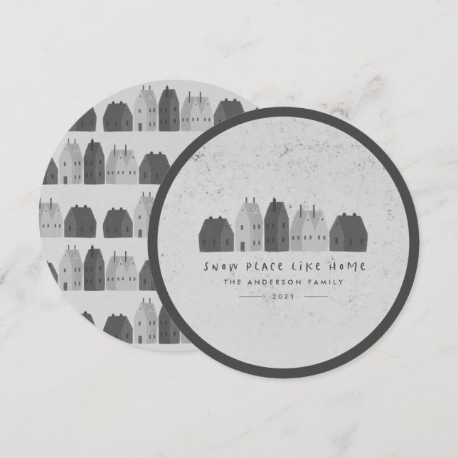 cute nordic scandi modern natural house Christmas  Announcement (Front/Back)