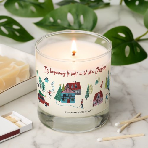 Cute Nordic skiing Village Christmas  Scented Candle