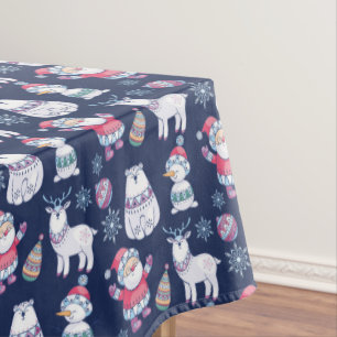 Cute Nordic Style Animals and Santa Pattern Tablecloth