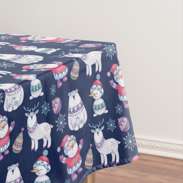 Cute Nordic Style Animals and Santa Pattern Tablecloth (In Situ)