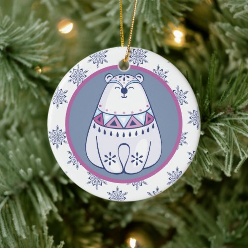 Cute Nordic Style Polar Bear Kids Personalized Ceramic Ornament