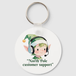 Cute North Pole elf providing customer support  Keychain