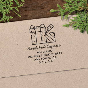 Cute North Pole Express Holiday Return Address Self-inking Stamp