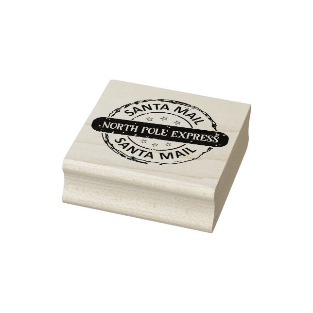 Cute North Pole Express Santa Mail Rubber Stamp (Stamp)