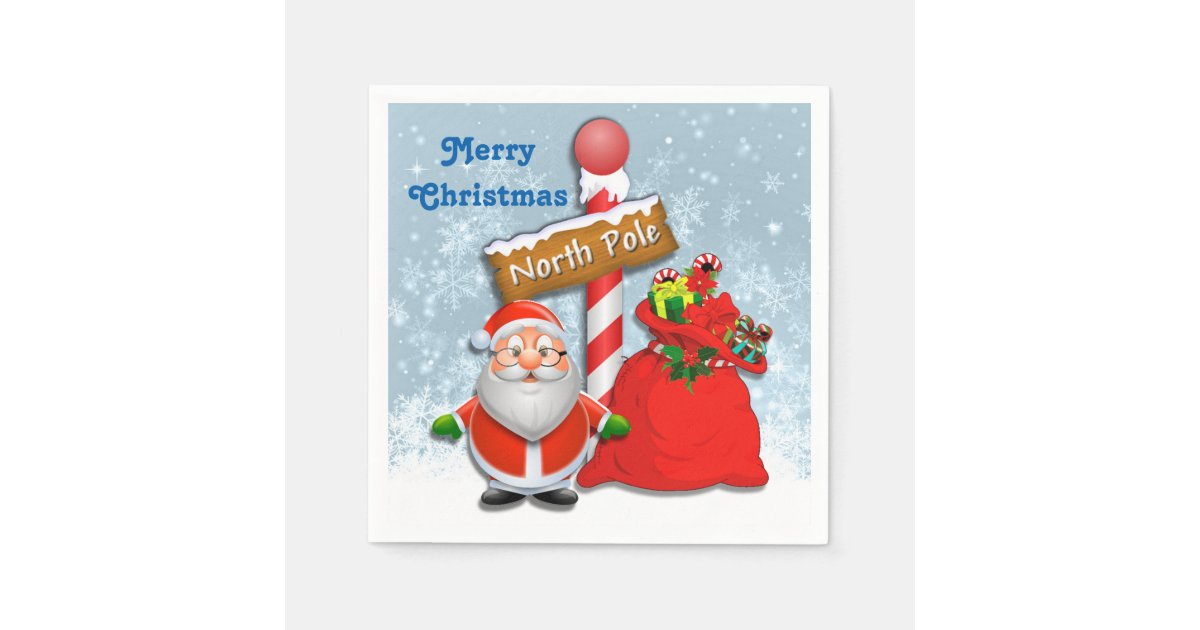 Cute North Pole Santa Napkin | Zazzle.com