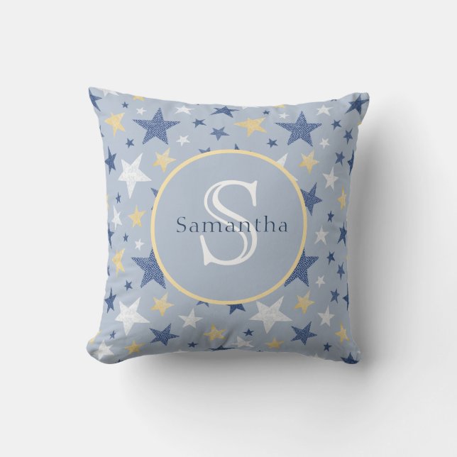 Cute North Star Personalized Monogram Throw Pillow (Front)