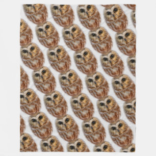 Cute Northern Saw Whet Owl Fleece Blanket