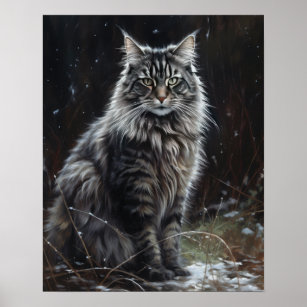Cute Norwegian Forest Cat Art Print Poster