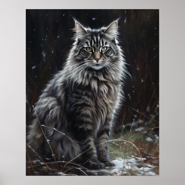 Cute Norwegian Forest Cat Art Print Poster (Front)