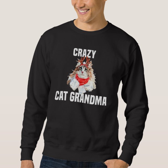 Cute Norwegian Forest Cat Reindeer Costume Crazy C Sweatshirt (Front)