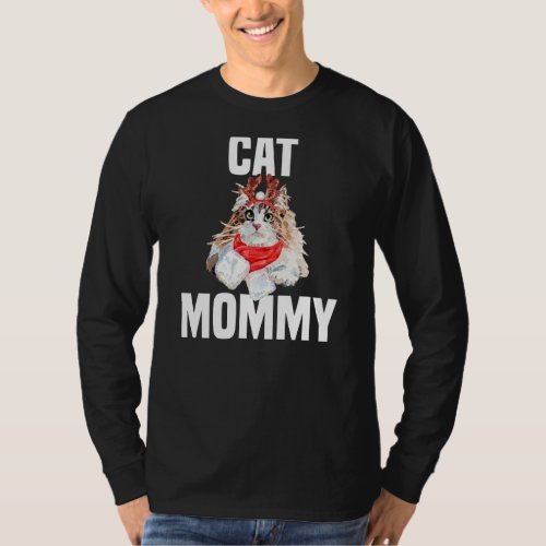 Cute Norwegian Forest Cat with Reindeer Costume Ca T_Shirt