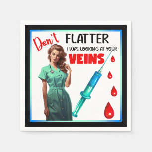 Cute Nostalgic Nurse_ Don't Flatter Yourself Napkins
