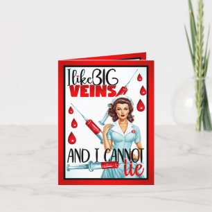 Cute Nostalgic Nurse I like Big Veins Letterpress Thank You Card