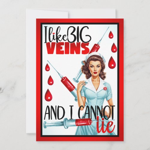 Cute Nostalgic Nurse I like Big Veins Thank You Card