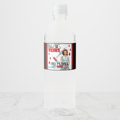Cute Nostalgic Nurse Pinup In Nursing School Water Bottle Label