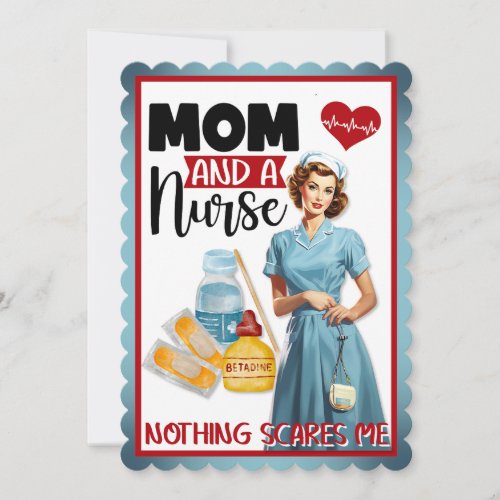 Cute Nostalgic Nurse Pinup Mom and Nurse Thank You Card