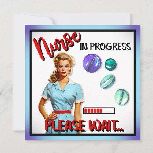 Cute Nostalgic Nurse Pinup Nurse In Progress Holiday Card