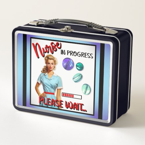 Cute Nostalgic Nurse Pinup Nurse In Progress Metal Lunch Box