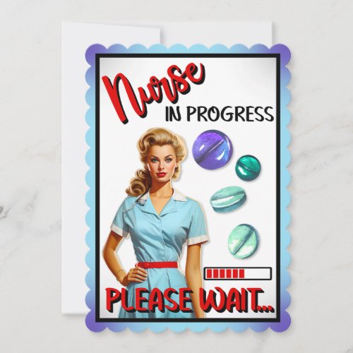 Cute Nostalgic Nurse Pinup Nurse In Progress Thank You Card