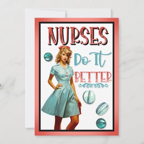 Cute Nostalgic Nurse Pinup Nurses Do It Better Invitation