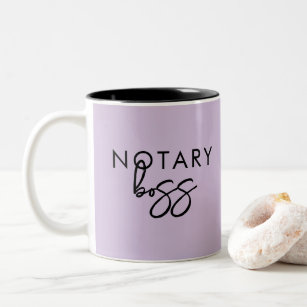 Cute Notary Boss Lilac Purple Modern Script Two-Tone Coffee Mug