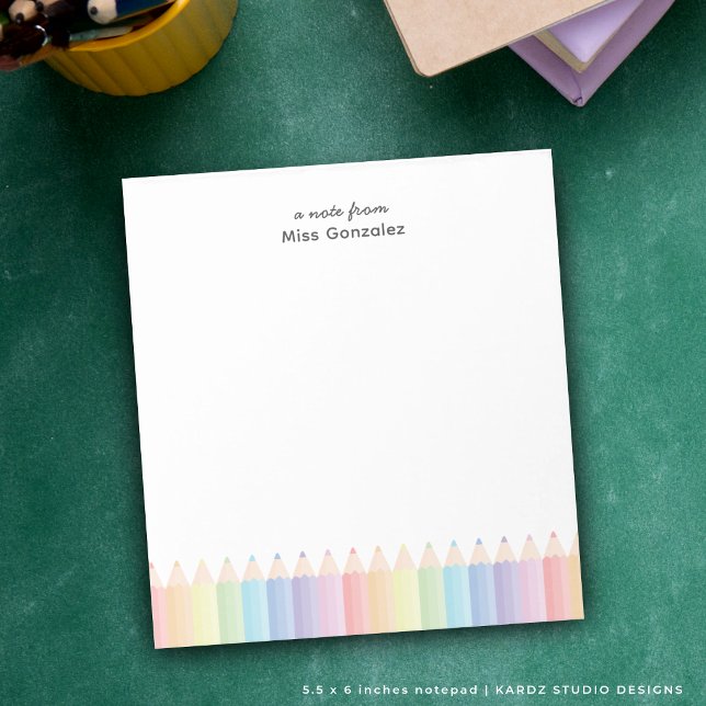 Cute Note From Name Teacher Rainbow Notepad (Personalize this notepad for your favorite teacher.)
