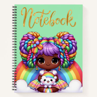 Cute notebook/Adorable Rainbow chibi girl Notebook