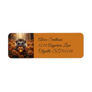 Cute November Hedgehog with Topaz Heart Label