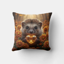 Cute November Hedgehog with Topaz Heart