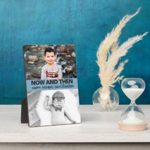 Cute now & then son's pictures Fathers day modern Plaque