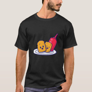 Cute Nuggets Smile With Sauce Cartoon T-Shirt
