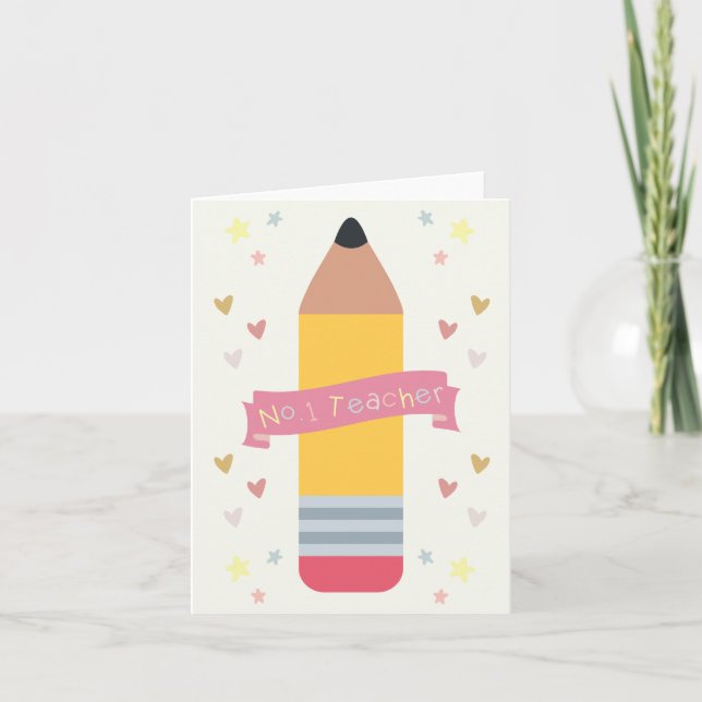 Cute Number One Teacher Pencil Card (Front)