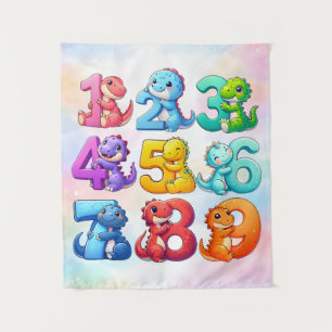 Cute Numbers Animals Maths Poster for Kids Tapestry