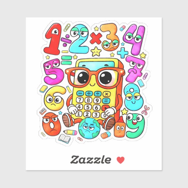 Cute Numbers Math Sticker for Kids School (Sheet)
