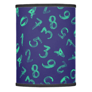 Cute Numbers Pattern Navy Blue Green Mathematics Lamp Shade