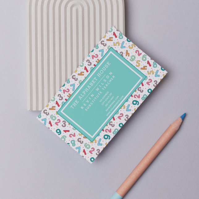 Cute Numbers Pattern - Substitute Teacher / Tutor Business Card (Creator Uploaded)