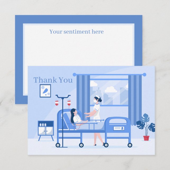 cute Nurse add sentiment Thank You Card (Front/Back)