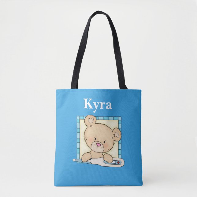 Cute Nurse bear add name tote (Front)